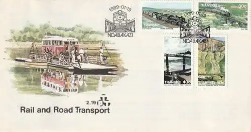 TRANSKEI - 1989, Michel 230 - 233, FDC, Railway and Road Transport