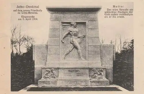 5000 KÖLN - LINDENTHAL - MELATEN, Melatenfriedhof, Jatho - Denkmal, 1914