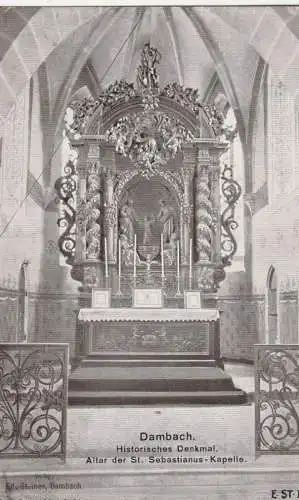 F 67110 DAMBACH, Historisches Denkmal, Altar der St. Sebastianus Kapelle, Zensur, 1906