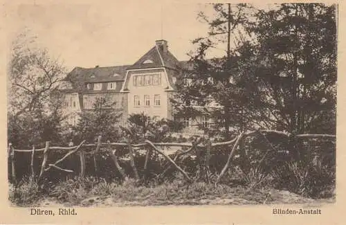 5160 DÜREN, Blinden-Anstalt 1921, belgische Militärpost