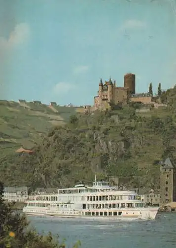 BINNENSCHIFFE - RHEIN, Köln-Düsseldorfer "RHEIN" vor Burg Katz, 1969