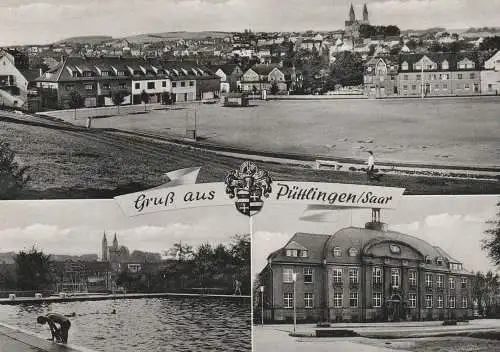 6625 PÜTTLINGEN, Freibad, Rathaus, Blick auf den Ort,