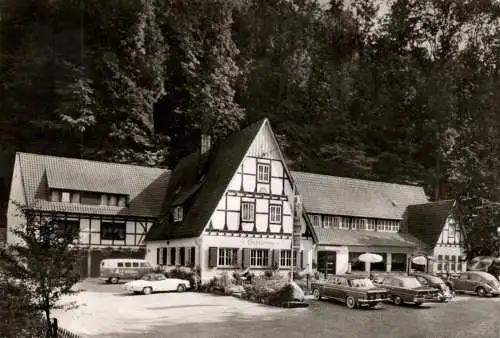 4930 DETMOLD - BERLEBECK, Hotel Hirschsprung, MERCEDES BENZ SL, FIAT, VW - Käfer, 1962