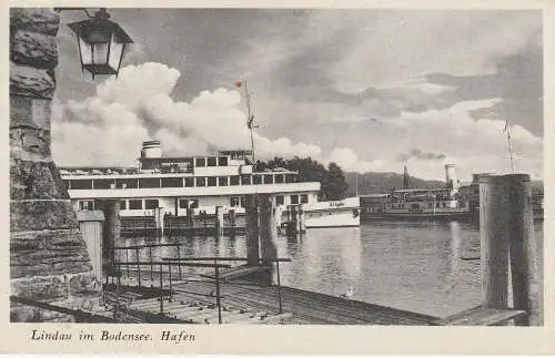 [Ansichtskarte] BINNENSCHIFFE - BODENSEE, "ALLGÄU" im Hafen Lindau. 