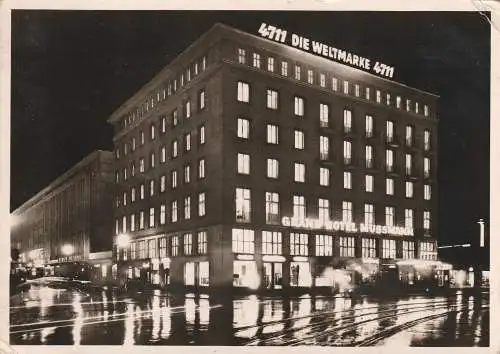 [Ansichtskarte] 3000 HANNOVER, Grand Hotel Mussmann bei Nacht, leichte Druckstellen. 