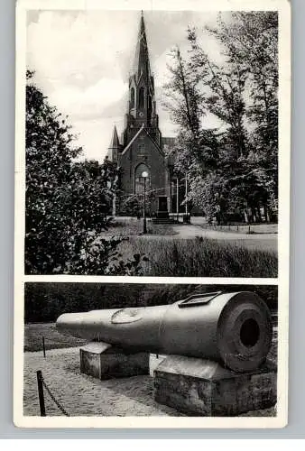 [Ansichtskarte] 2940 WILHELMSHAVEN, Christuskirche & 28 cm Geschützrohr der SMS SEYDLITZ, Druckstellen. 