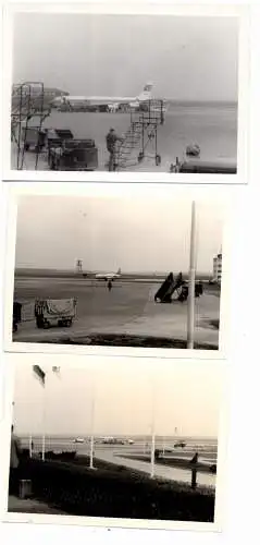 [Ansichtskarte] 5000 KÖLN - WAHN, FLUGHAFEN / AIRPORT Köln - Bonn, 6 Kleinphotos, u.a. Ankunft einer Lockheed Super Constellation, Lufthansa VW-Bus... 50er Jahre. 