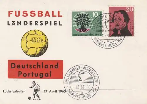 [Ansichtskarte] FUSSBALL - Länderspiel Deutschland - Portugal 1960, Ludwigshafen. 