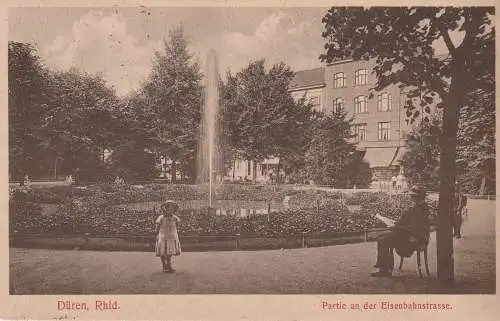 [Ansichtskarte] 5160 DÜREN, Partie an der Eisenbahnstrasse, 1915. 