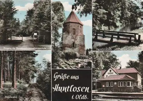 [Ansichtskarte] 2907 GROSSENKNETEN - HUNTLOSEN, Bahnhof, BW-Verwaltungsschule, Kirche... 