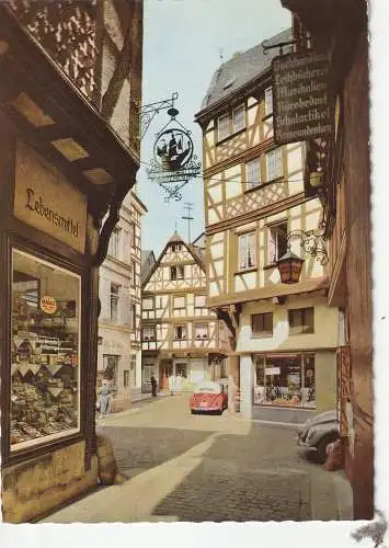 [Ansichtskarte] 5550 BERNKASTEL - KUES, Altstadt, Lebensmittelladen, VW - Cabrio, VW - Käfer, 1962. 