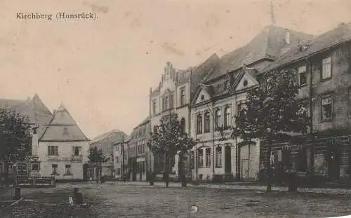 [Ansichtskarte] 6544 KIRCHBERG / Hunsrück, Hotel Kleinschmidt, Gasthaus Michel, Kriegerdenkmal, 20er Jahre, min. Loch. 