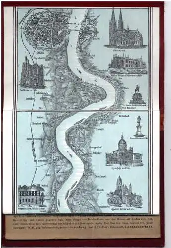 [Ansichtskarte] 5000 KÖLN, SYNAGOGE in der Glockengasse, Abbildung aus einem Rheinlaufpanorama, ca. 1880, Ansicht von Mainz bis Köln auf 16 Seiten mit Erläuterungen in Deutsch, Französisch und Englisch, Herausgeber Frey & Co. Frankfurt. 