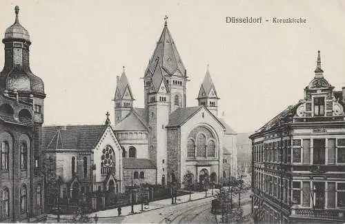 [Ansichtskarte] 4000 DÜSSELDORF - PEMPELFORT, Ratinger Chaussee mit Kreuzkirche. 