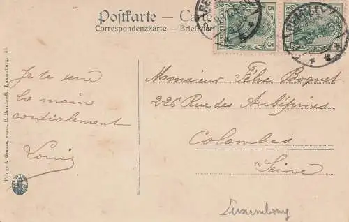 [Ansichtskarte] F 57855 SAINT-PRIVAT-LA-MONTAGNE / SANKT PRIVAT, Löwen-Denkmal des 3. Garde - Regimentes zu Fuß, 1911, Verlag Frings & Garms - Luxemburg, ehemals Bernhoeft. 