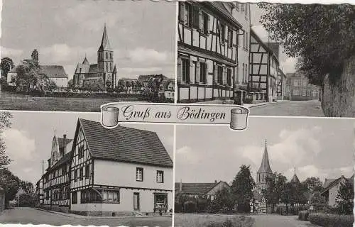 [Ansichtskarte] 5202 HENNEF - BÖDINGEN, Strassenansichten, Kirche, ca. 1960. 