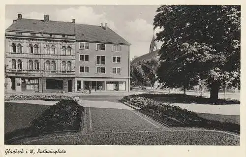 [Ansichtskarte] 4390 GLADBECK, Rathausplatz, Rathaus Cafe, Gladbecker Volkszeitung, 1952, kl. Druckstelle. 