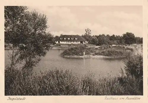 [Ansichtskarte] 8070 INGOLSTADT, Rasthaus am Auwaldsee, 1956. 