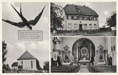 [Ansichtskarte] 6953 GUNDELSHEIM - HÖCHSTBERG, Pfarrhaus, Wallfahrtskirche. 