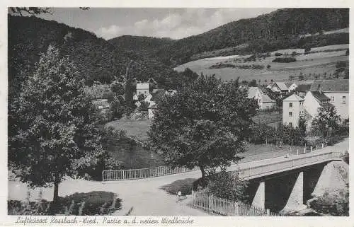 [Ansichtskarte] 5455 RENGSDORF - ROSSBACH, Neue Wiedbrücke und Umgebung, 1951. 