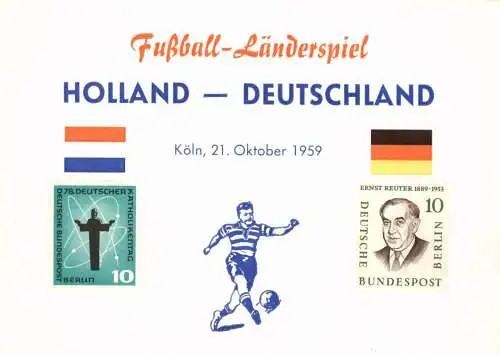 [Ansichtskarte] 5000 KÖLN, EREIGNIS, Fussball - Länderspiel Deutschland - Holland, 1959. 