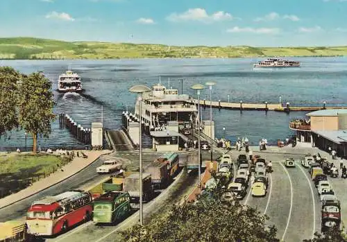 [Ansichtskarte] BINNENSCHIFFE - BODENSEE, Fährbahnhof Konstanz, VW - Käfer. 