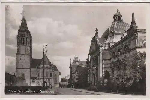 [Ansichtskarte] 5160 DÜREN, Museum und Marienkirche, Verlag Peters. 