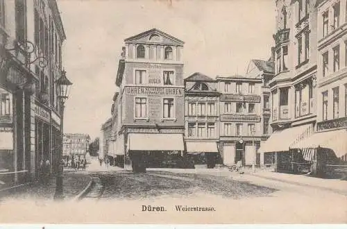 [Ansichtskarte] 5160 DÜREN, Weierstrasse, UHREN LENNARTZ, 1907. 