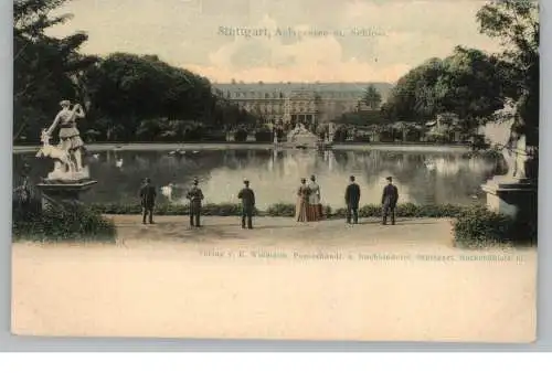 [Ansichtskarte] 7000 STUTTGART, Anlagensee und Schloß, coloriert, Verlag Widmann, ca. 1900. 