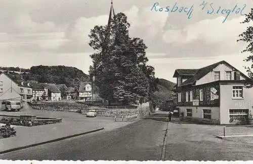 [Ansichtskarte] 5227 WINDECK - ROSBACH, Hotel Zur Post und Umgebung, VW - Käfer, Omnibus, 1957. 
