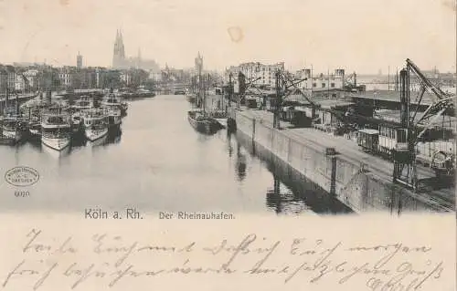 [Ansichtskarte] 5000 KÖLN, HAFEN, Rheinauhafen mit Köln - Düsseldorfer Dampfern, 1905. 
