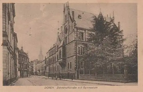 [Ansichtskarte] 5160 DÜREN, Zehnthofstrasse mit Gymnasium. 