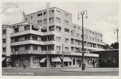 [Ansichtskarte] 5160 DÜREN, Wirteltorplatz, Wirteltor Cafe, Kiosk, 1935. 