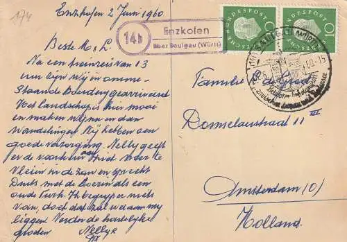 [Ansichtskarte] 7969 HOHENTENGEN - ENZHOFEN, Einzelhaus, 1960, Landpoststempel  "14b Enzkofen über Saulgau". 