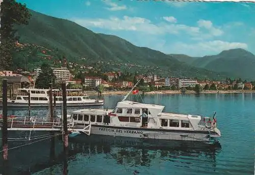 [Ansichtskarte] BINNENSCHIFFE - LAGO MAGGIORE - Fähre "FRECCIA DEL VERBANO" im Hafen Lugano. 