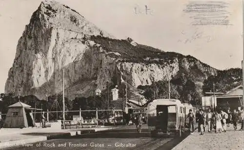 [Ansichtskarte] GIBRALTAR - 1959, Frontier Gates, reichliche Frankatur. 