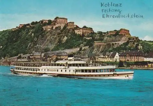 [Ansichtskarte] BINNENSCHIFFE - RHEIN, Köln - Düsseldorfer "RÜDESHEIM" vor Koblenz. 