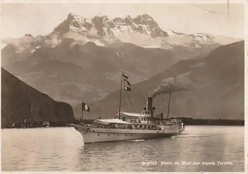 [Ansichtskarte] BINNENSCHIFFE - GENFER SEE / LAC LEMAN, Dampfer "LA SUISSE", 1935. 