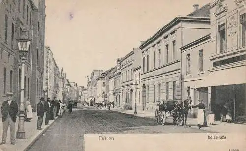 [Ansichtskarte] 5160 DÜREN, Kölnstrasse, belebte Szene, Kutschen, 1905, Verlag Rubin. 