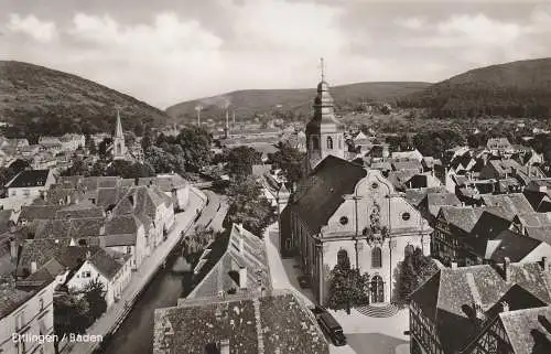 [Ansichtskarte] 7505 ETTLINGEN, Strassenpartie an der St. Martinskirche, 1957. 