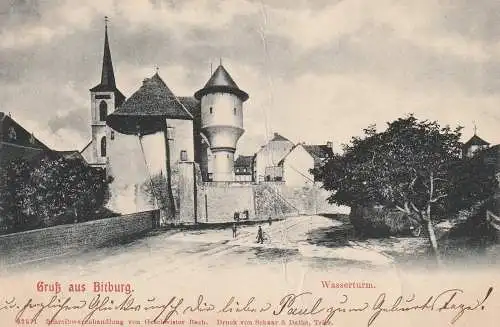 [Ansichtskarte] 5520 BITBURG, Wasserturm / Chateau d'eau / Water Tower, Schaar & Dathe. 