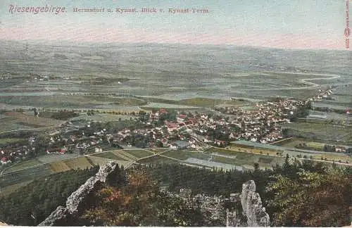 [Ansichtskarte] NIEDER - SCHLESIEN -HIRSCHBERG - HERMSDORF / JELENIA GORA - SOBIESZOW, Blick vom Kynast-Turm, coloriert, Verlag Stilke - Berlin. 