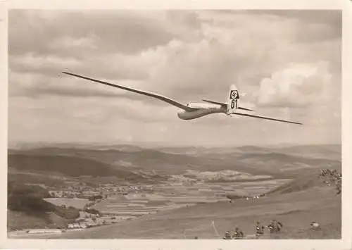 [Ansichtskarte] SEGELFLIEGER - SPERBER JUNIOR, Hanna Reitsch an der Wasserkuppe, 1940. 