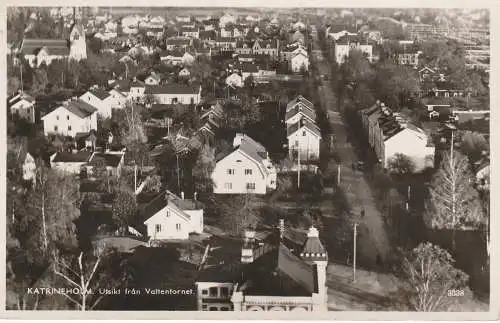 [Ansichtskarte] SVERIGE 64180 KATRINEHOLM, Utsikt  fran Vattentornet, 1937, Nachgebühr / Tax. 