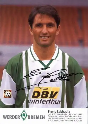 [Ansichtskarte] FUSSBALL - WERDER BREMEN - BRUNO LABBADIA. 