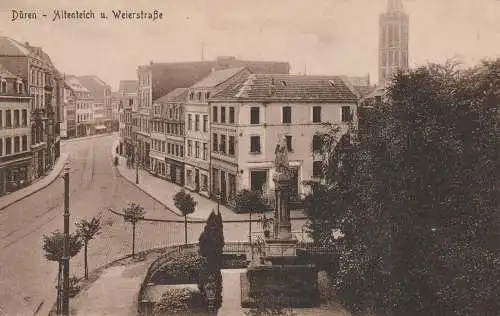 [Ansichtskarte] 5160 DÜREN, Altenteich und Weierstrasse, Verlag Stengel. 