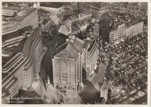 [Ansichtskarte] 2000 HAMBURG, Hochhausviertel, Wochenmarkt, Luftaufnahme, 1938. 