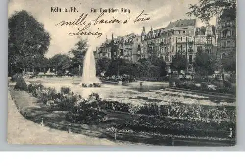 [Ansichtskarte] 5000 KÖLN, Partie am Deutschen Ring, 1907. 