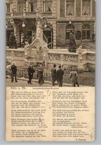 [Ansichtskarte] 5000 KÖLN, Heinzelmännchen - Brunnen mit Gedicht,  1909. 