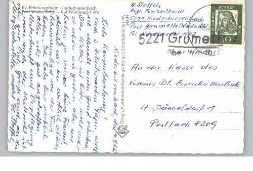 [Ansichtskarte] 5223 NÜMBRECHT - NIEDERBIERENBACH, Landpoststempel "5221 GRUMETH über Waldbröl"1962. 